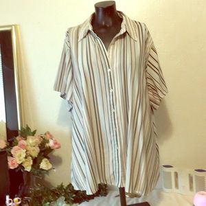 Worthington Women Striped Short Sleeve Shirt